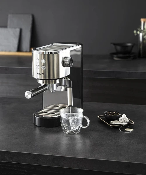 Krups INOX 1L Machine Expresso , 1 L, 1450 W, 2 Tasses, Cappuccinos et Eau Chaude XP442C11, 1 Liter