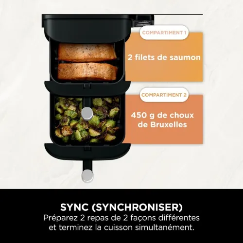 Friteuse verticale sans huile Ninja- Double Stack à 2 tiroirs et 2 grilles, capacité de 7,6L SL300EU