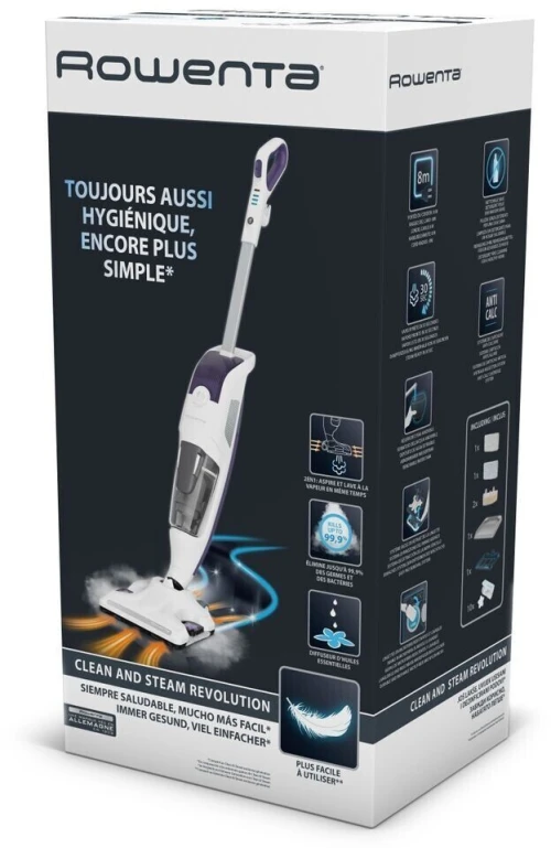 balai ASPIRATEUR VAPEUR rowenta 2EN1- 1500W - BLANC/VIOLET RY7731WH