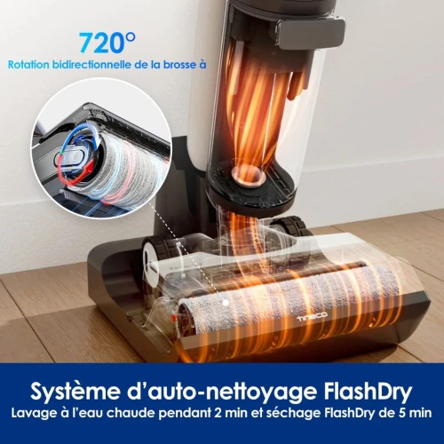 TINECO Aspirateur balai laveur Floor One S7 Flashdry Pet -40 min AUTONOMIE -auto nettoyage-écran LCD