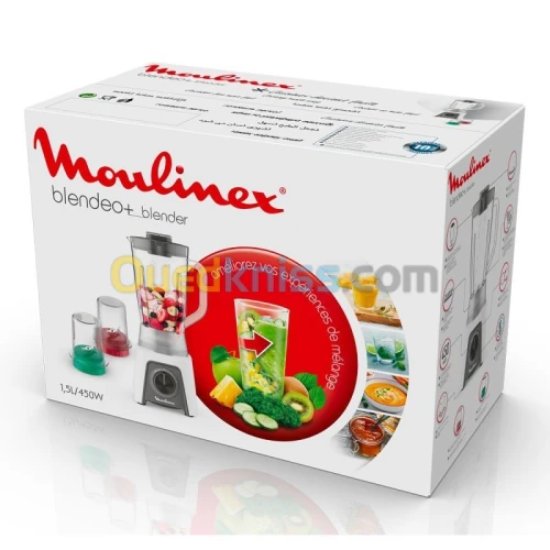 Blender MOULINEX BLENDEO+ 450 W HACHOIR + BROYEUR BLENDER LM2C3110 blanc 