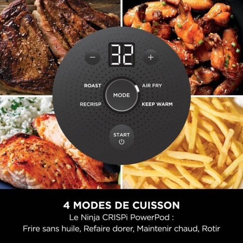 Ninja CRISPi Friteuse sans huile portable, 3,8L, 4-en-1 Frire sans huile, Rôtir, Recroustiller,FN101