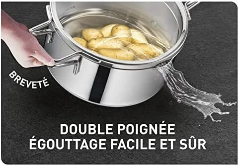 TEFAL Nordica Batterie de cuisine 6 pièces FAITOUT 18/20/24 cm en inox + Couvercles verre -H852S655