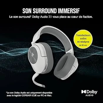 Corsair Casque gaming Stéréo HS55 3.5mm -microphone omnidirectionnel--console,pc,mobile