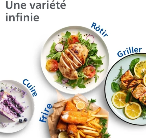 Philips Air Fryer Série 3000 Double Panier - Cuisson saine, rapide écran tactile,9 litres NA350/09