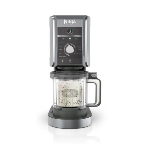 Sorbetière machine a glace Ninja Creami Deluxe NC502EU - 10 programmes dont 4 : Boisson glacée, Granité, Frappé et Yaourt glacé- 2 pots de 709 ml