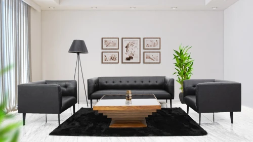 SALON DE BUREAU - CUIR SYNTHETIQUE - MILANO - 5 PLACES