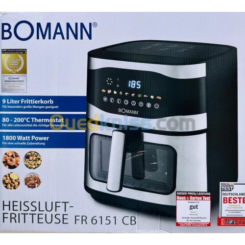 مقلاة هوائية من بومان 9لتر متعددة البرامج Friteuse À Air Chaud 9L 1800W Avec Minuterie Friteuse
