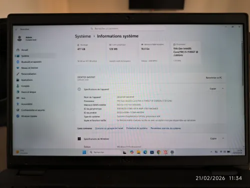 Dell Latitude 3520 - I5 11ème Gén - 15.6FHD -16g ddr4 - nVme 512Go-