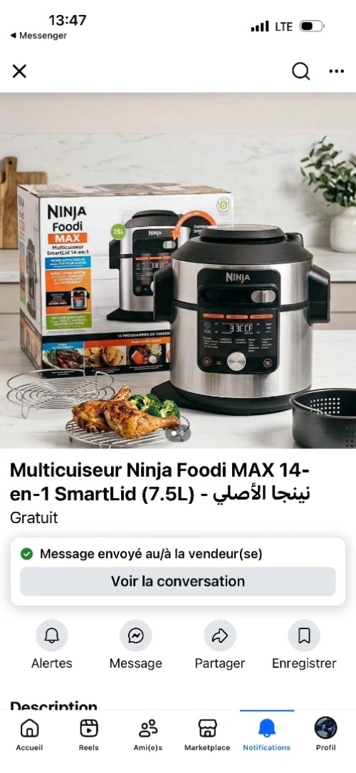 Multicuiseur Ninja foodimaxi(7.5L)original
