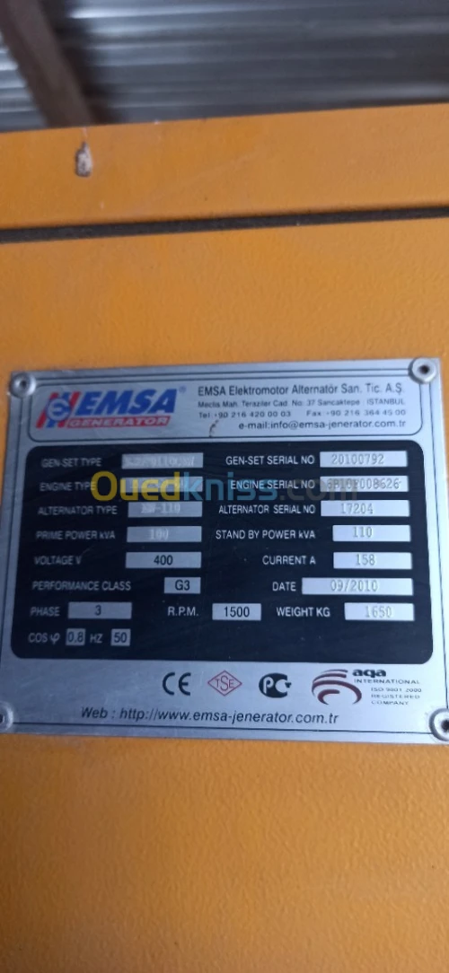 Groupe Electrogene 110 Kva
