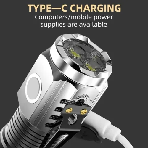 Three-Eyed Monster Mini Flash Super Power Flashlight Rechargeable Portable