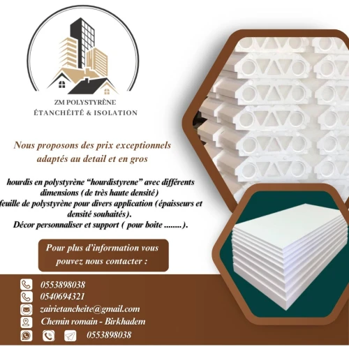 Hourdis et feuille en polystyrène 