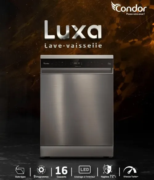 LAVE VAISSELLE CONDOR LUXA 16C 9 PROG AFFICHEUR INOX