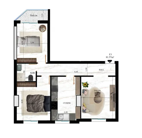 Vente Appartement F3 Alger Ain benian