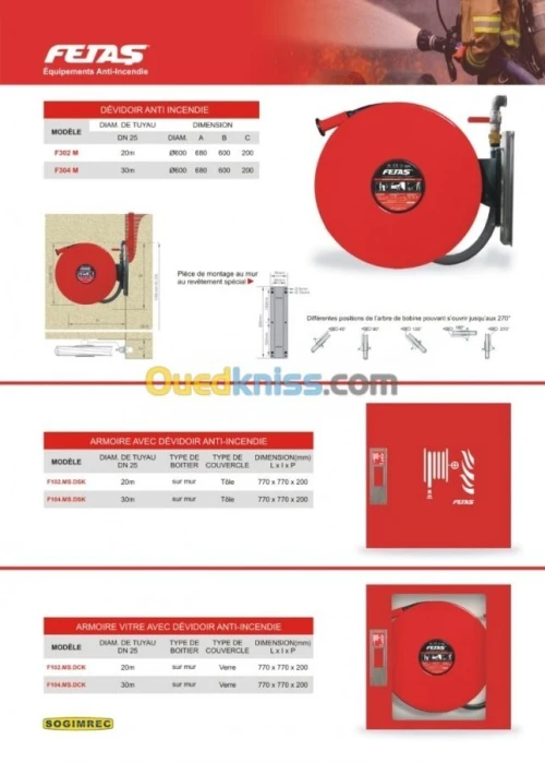 RIA d'Incendie Armé Ø25/30 au Ø33/30 + Armoires - Marques : POK|MOBIAK|ROT|FETAS|GLOBAL|GRUPO-DE-INCENDIOS|MOBIAK|PONS|VALMECA