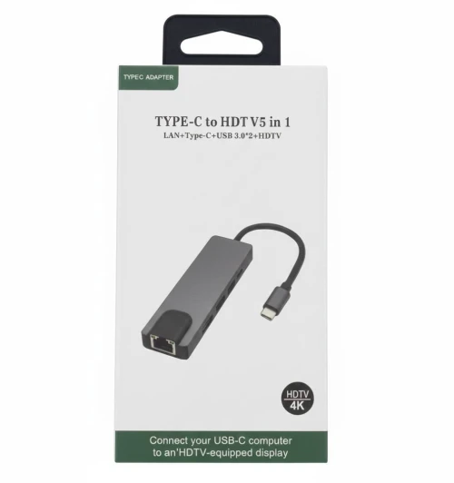 ADAPTATEUR TYPE C 5 IN 1 RJ45/HDMI/2 x USB3/TYPE C