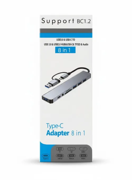 HUB SPORT USB 3.0 / TYPE C TO USB 3.0 USB 2.0 AUDIO TF+SD