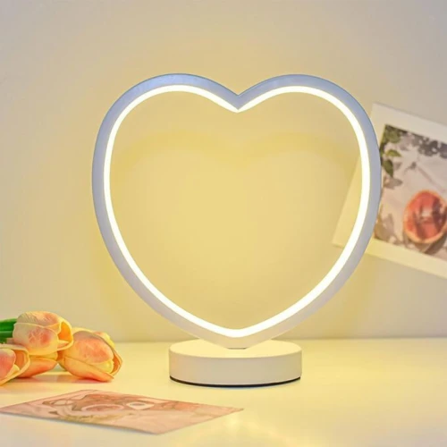 Lampe Veilleuse pour Chevet & Bureau Décorative avec Télécommande Forme Cœur