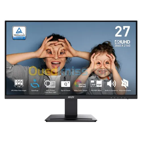 MSI PRO MP273U, IPS 3840 x 2160 (UHD) Computer Monitor, 4K, 60 Hz, Adaptive-Synch, HDMI, DisplayPort
