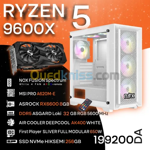 AMD Ryzen 5 9600X/ A620M / RX 6600 8GB / 32gb 5600hz/ 256 m.2 / 650w