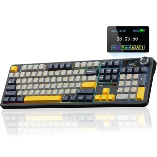 keyboard Gaming AULA F108 PRO Tri Mode Full Size Mechanical with Screen and Knob