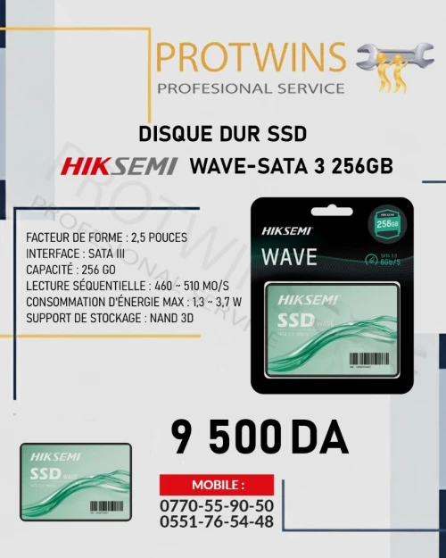HIKSEMI WAVE NVME SATA III 3.0 256GB - DISQUE DUR SSD POUR LAPTOP & PC FIX