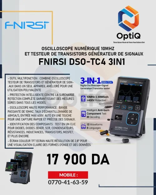 FNIRSI DSO-TC4 Oscilloscope Numérique 3IN1 avec Générateur de Signal & LCR Testeur de Composants