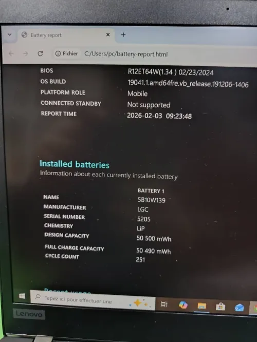 PC PORTABLE ThinkPad T14 Gen 1 OCCASION Ryzen 7 PRO 8 Go SSD 256 Go