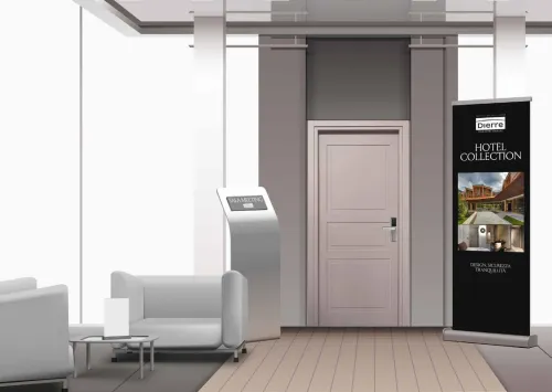 Porte chambre d'hôtel coupe-feu EI30 - EI60 avec serrure électronique à carte et logiciel d'encodage