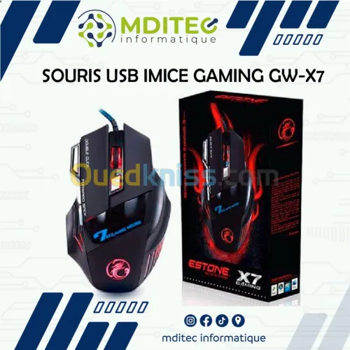 SOURIS USB IMICE GAMING 3200DBI GW-X7 RECHARGABLE