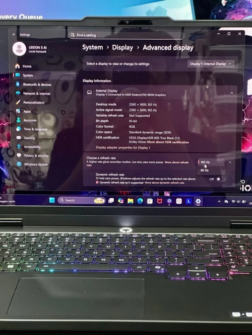 LENOVO LEGION PRO 5 GEN 10/RYZEN AI 7 360/16GO DDR5/1TB SSD/15.1 POUCE OLED 2.5K 240HZ/RTX 5070 08GB