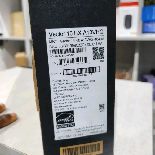MSI VECTOR 16HX/I9-13980HX 5.5GHZ/RAM 32GB/1TB SSD/NVIDIA RTX 4080 12GB/16 2.5K 240HZ