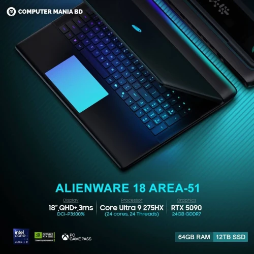 DELL ALIENWARE 18 AREA-51 2025/ULTRA 9-275HX/64GB/4TB SSD/NVIDIA RTX 5090 24GB/18"2.5K 300Hz