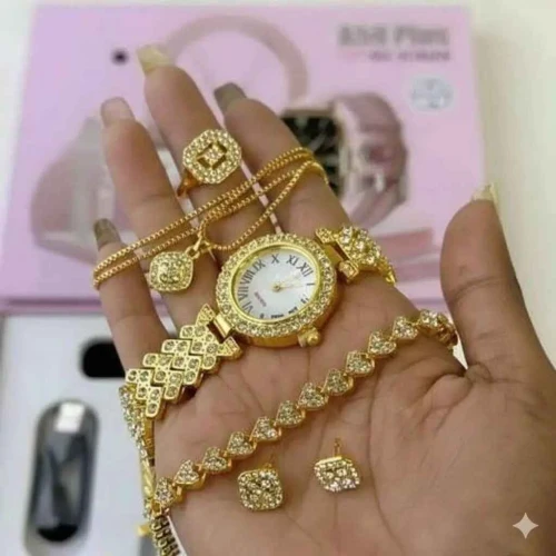 ساعة ذكية مع طقم مجوهرات