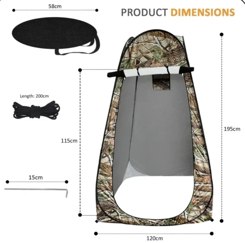 Tente de change pliable protection UPF 50+ et imperméable, 120 x 120 x 190 cm, camouflage - خيمة تغيير الملابس قابلة للطي