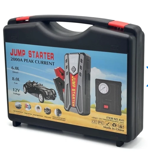 Jump Starter et Compresseur d'Air 2-en-1 pour Voitures - حقيبة جهاز تشغيل السيارة ومنفاخ هواء متكامل