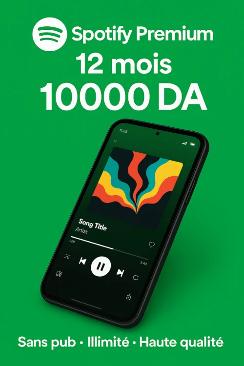 Abonnement  Spotify Premium 12 Mois Sans Pub & Illimité