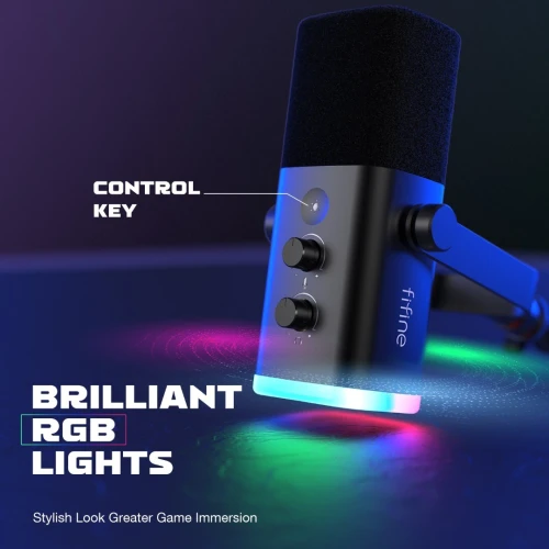 FIFINE AM8 DYNAMIC - MICROPHONE USB / XLR - STREAMING / PODCAST / GAMING - WINDOWS / MAC / PS4 / PS5 - RGB - BLACK