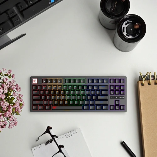 HAVIT KB892L - CLAVIER MÉCANIQUE GAMING - RGB BACKLIT - SWITCHES BLUE - 87 TOUCHES - ANTI-GHOSTING - DESIGN GAMING - BLACK