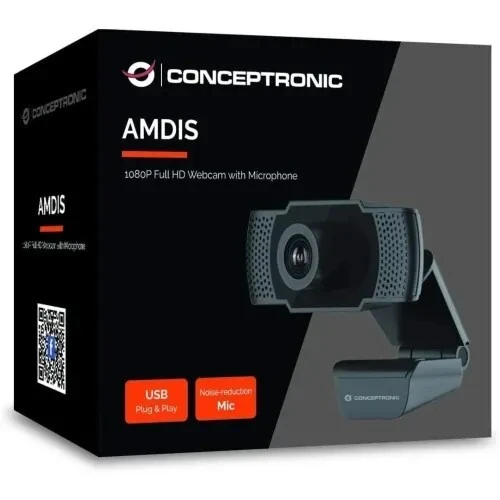 CONCEPTRONIC AMDIS01B WEBCAM FHD 1080P - 30 FPS - ANGLE 90 - MICRO INTÉGRÉ - USB 2.0 - PLUG & PLAY - BLACK