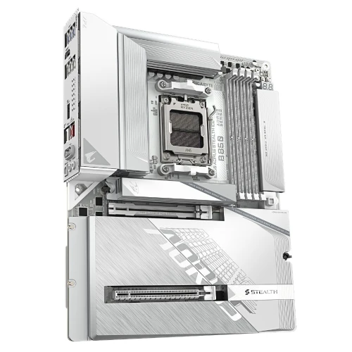 GIGABYTE B850 AORUS STEALTH ICE - CARTE MÈRE ATX - SOCKET AM5 - 4 x DDR5 - 1 x PCIe 5.0 X16 - 4 x M.2 NVMe - WIFI 7 - BT 5.4 - LAN 5GBE - USB 3.2 - WHITE