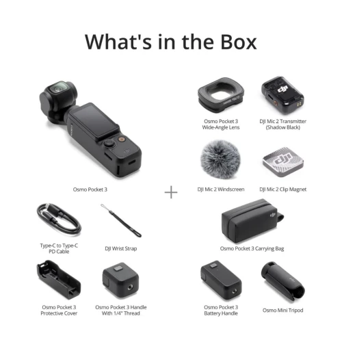 DJI OSMO POCKET 3 CREATOR COMBO - 4K 60 FPS - 2" OLED - MICRO SD - 4X ZOOM - CMOS - BLACK