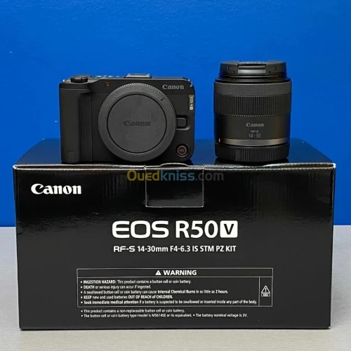 CANON EOS R50 V - APPAREIL PHOTO NUMÉRIQUE HYBRIDE 4K + OBJECTIF RF-S 14-30MM F/4-6.3 IS STM PZ