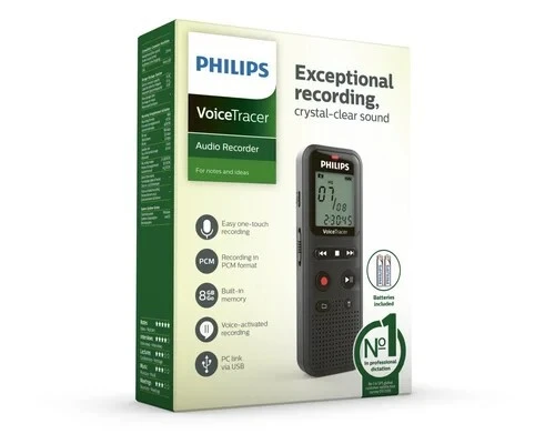 PHILIPS VOICE TRACER DVT1160 - DICTAPHONE NUMÉRIQUE - 8GO - USB - ADPCM / PCM - SPEAKER - BLACK