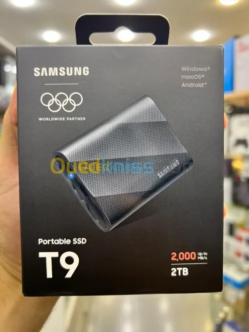 SAMSUNG SSD PORTABLE T9 2TO - DISQUE DURE EXTERNE - TYPE C- SUPER FAST - 2000 MOS - ETANCHE - BLACK