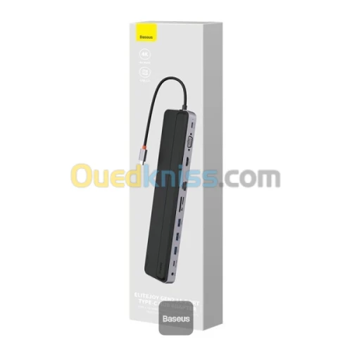 BASEUS ELITEJOY GEN 2 - STATION D ACCUEIL USB-C 11 EN 1 - HUB MULTIPORT - POWER DELIVERY 100W - GRIS