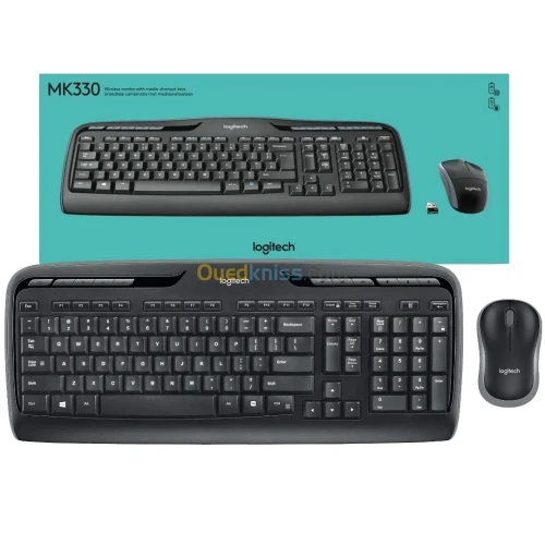 LOGITECH COMBO CLAVIER + SOURIS MK330 - SANS FIL - COMBO - RÉCEPTEUR USB - AZERTY FRANÇAIS - BLACK