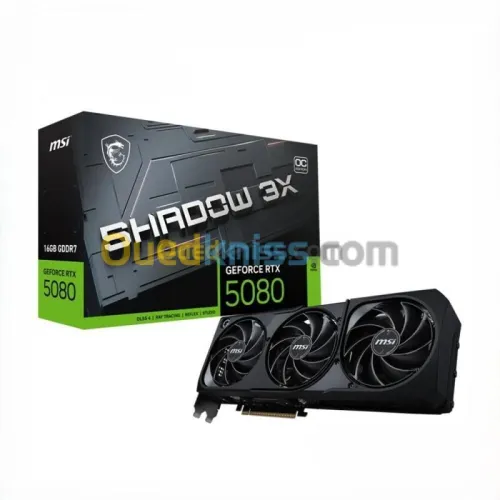 MSI GEFORCE RTX 5080 SHADOW 3X OC - 16GO GDDR7 - DLSS4 8K - REFLEX 2 - HDMIDP - PCIE - BLACK