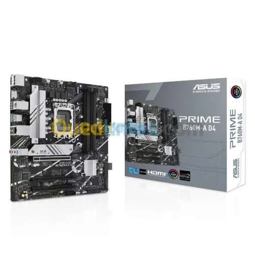 ASUS PRIME B760M-A D4 - INTEL 1700 - 4x DDR4 - M.2 PCIe 4.0 - USB 3.1 - PCIE 4.0 16x - LAN 2.5 GbE 